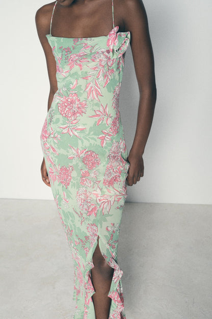 Sabina Printed Spaghetti Strap Maxi Dress