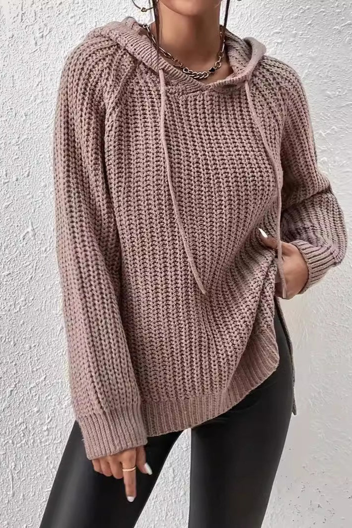 Hooded Oversized Side Slit Sweater