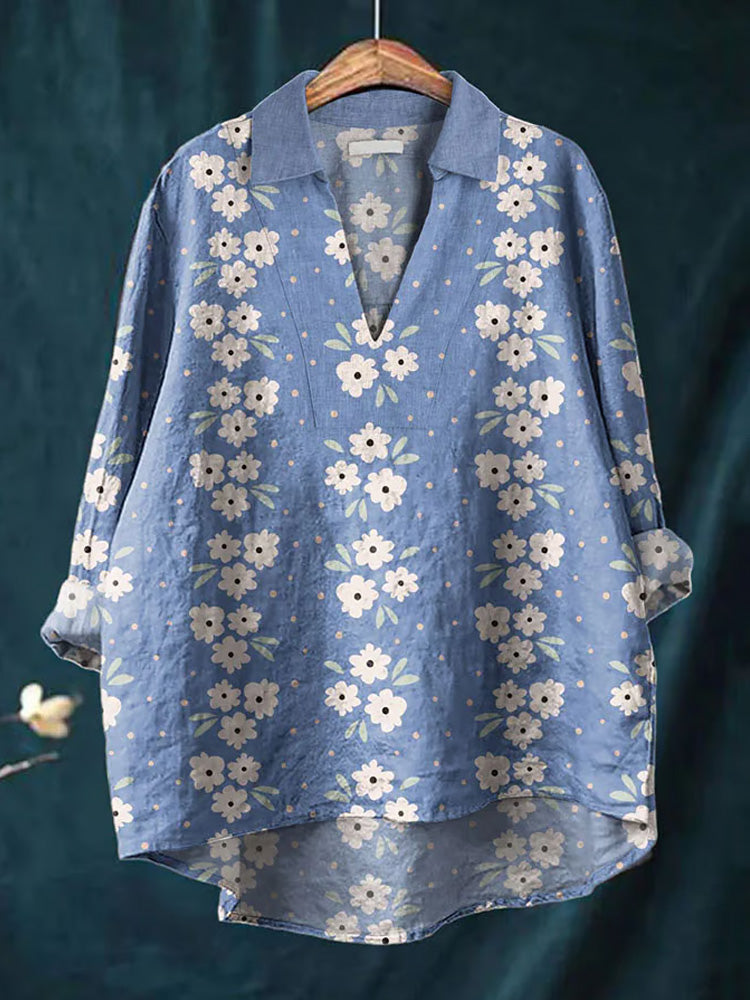 Women's Vintage Floral Print Casual Shirt elevenforest