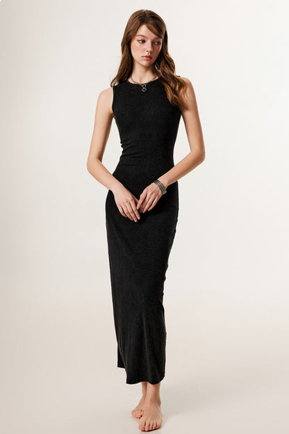 Slim Fitted Knit Tank Sweater Dress