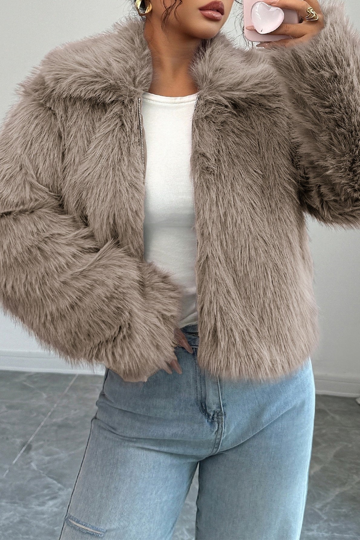 Plush Long Sleeve Maxi Coat