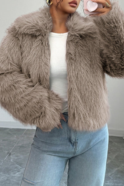 Plush Long Sleeve Maxi Coat