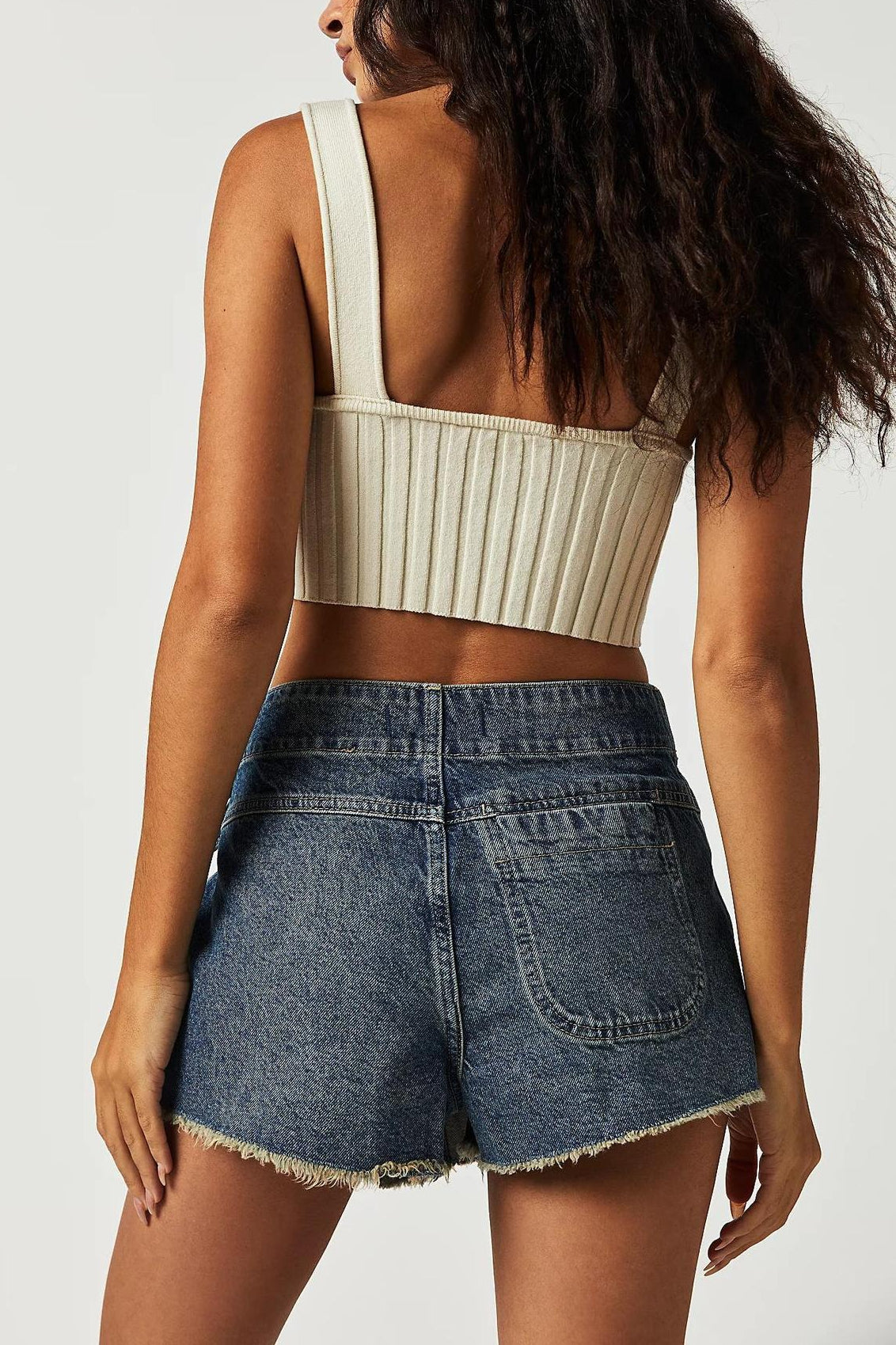 Denim Distressed Hem A-line Skirt