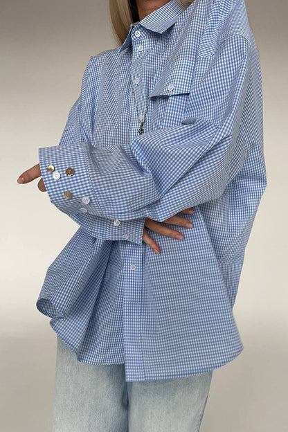 Asymmetric Button Back Cutout Blouse