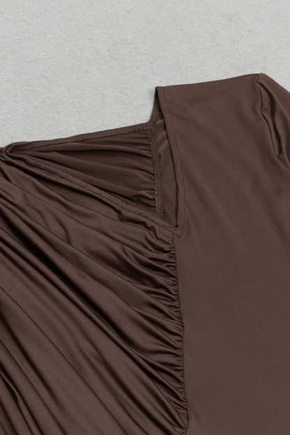 Nyx V-neck Brown Maxi Dress