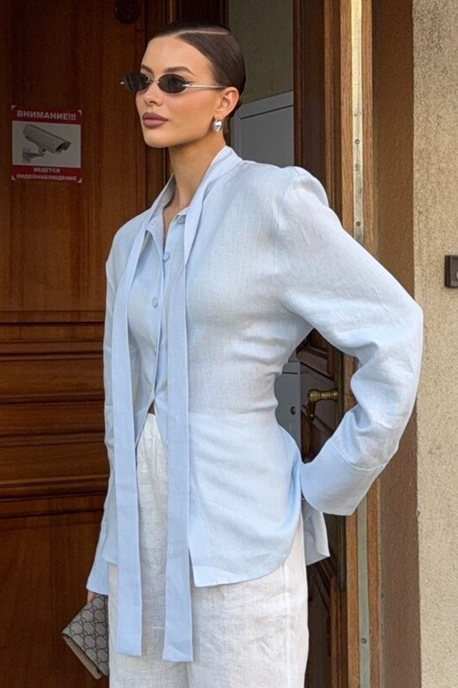 Cotton Tie Front Blouse