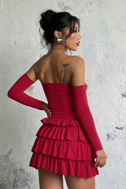 Long Sleeve Off Shoulder Mini Dress