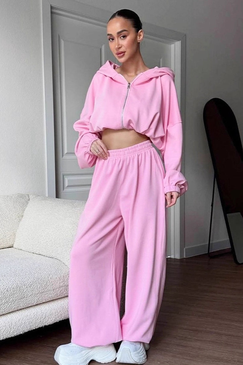 Loose Fit Hoodie Cinched Waist Jogger Pants Set