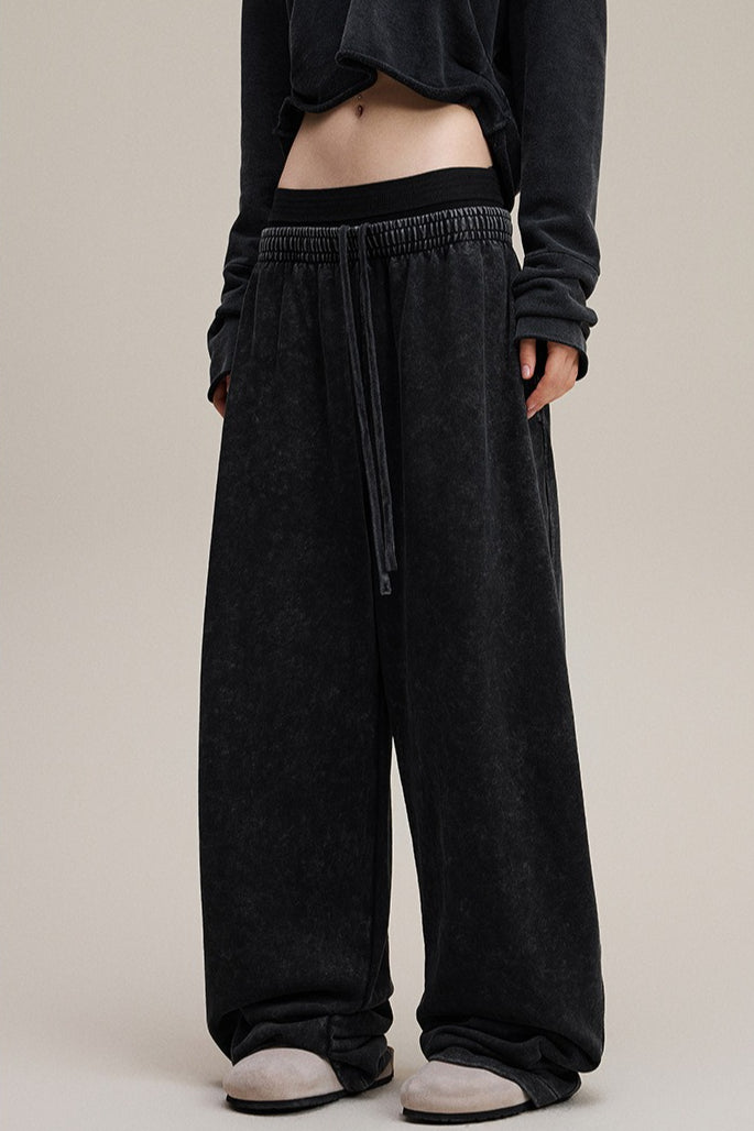 Double Waist Denim Knit Pants