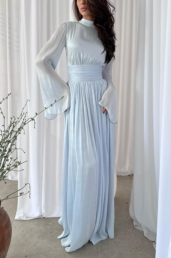 Stylish and Waist-tie Back Pleated Maxi Dress