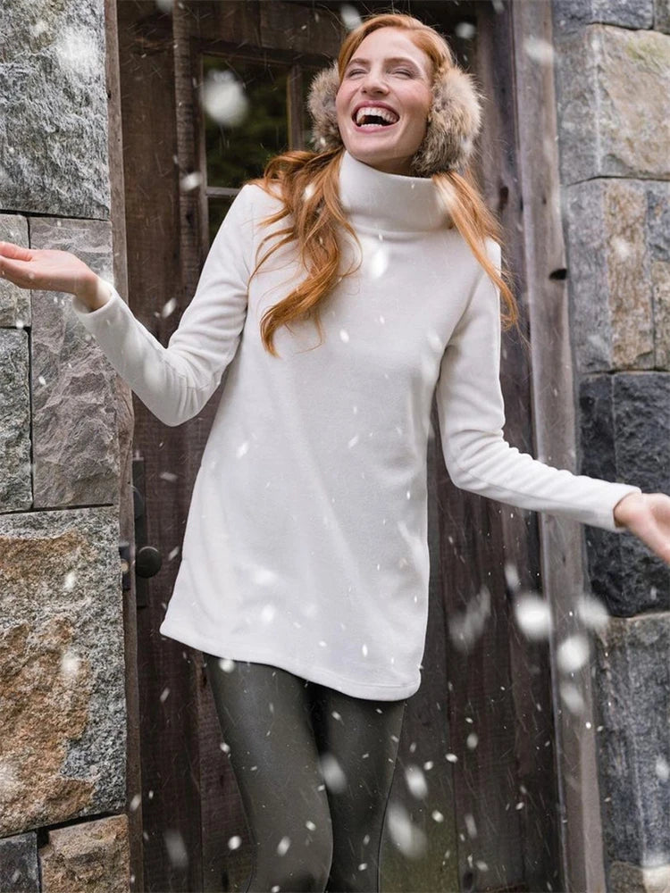 Fleece ’s Turtleneck Sweatshirt Long Sleeve Bodycon Basic Pullover Oversized Knit Tops Basic Inner Jumper Sweatshirts