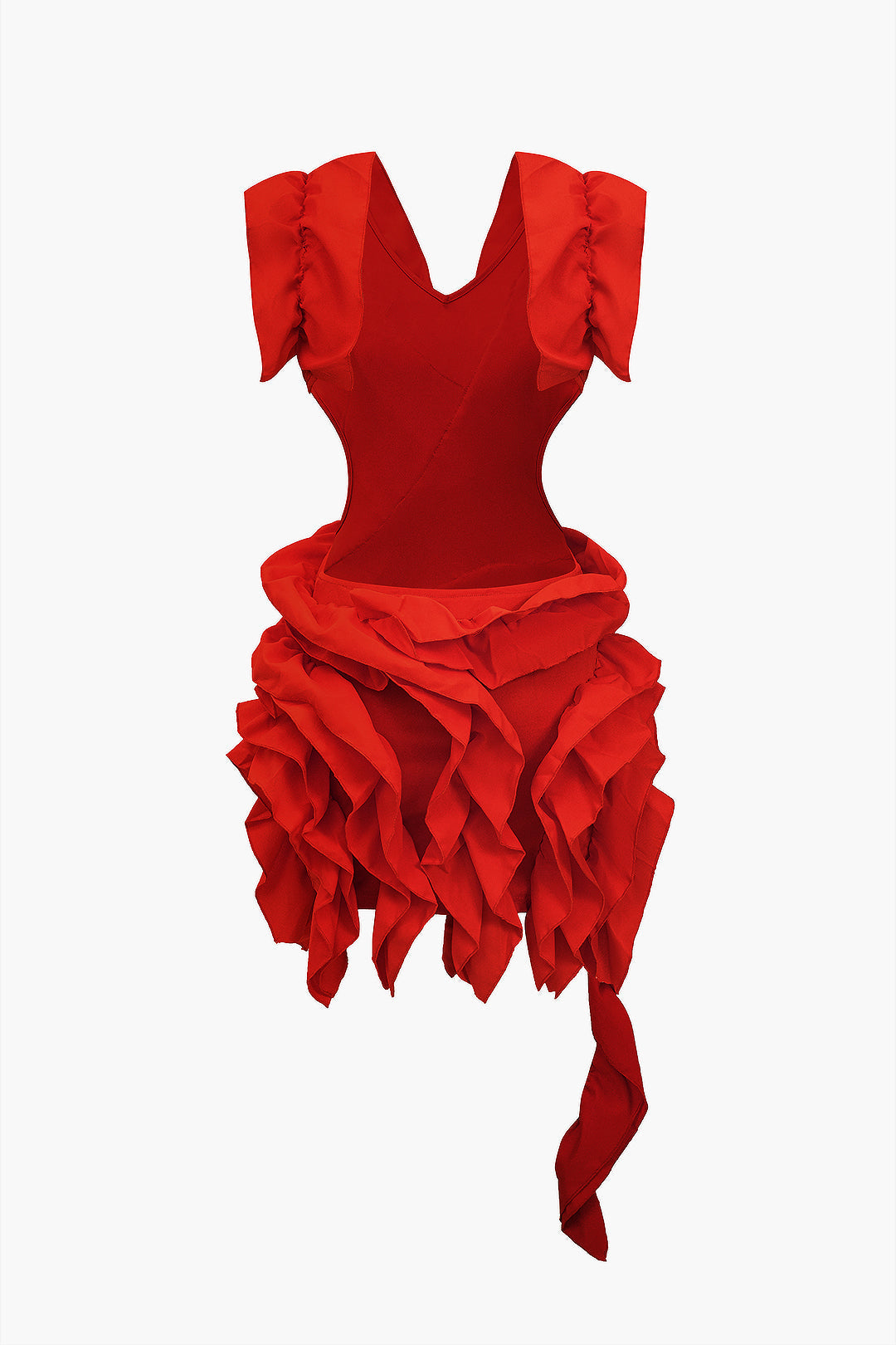 Color Y2k Backless Pleated Ruffle Midi Dress