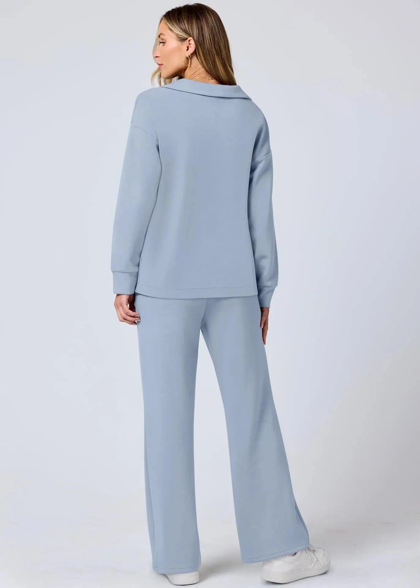 Relaxed Collar Pullover & Wide-leg Pants Set