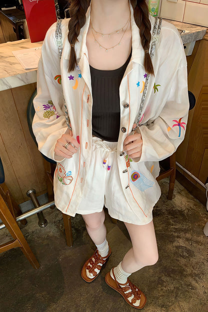 Vibrant Heavy Embroidery Linen Blouse