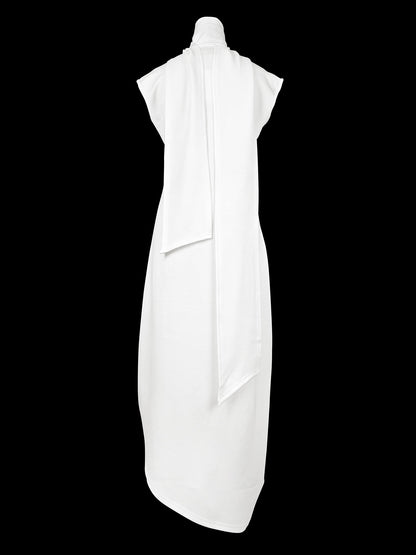 Loose Sleeveless Color Split-side Shawl Collar Maxi Dresses
