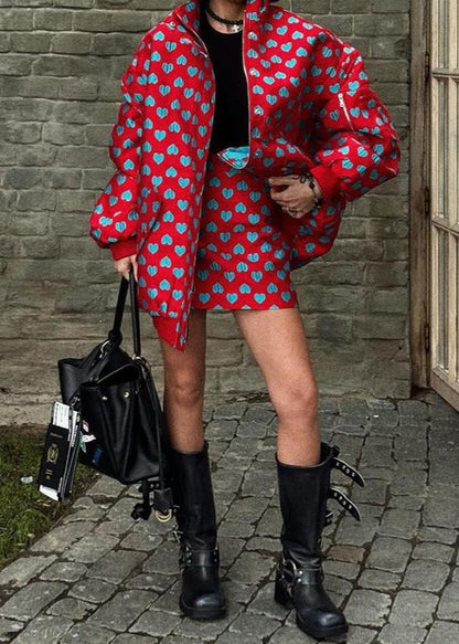 Bold Heart Print Two-piece Set