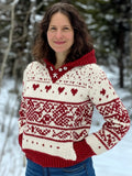 Women's Vintage Viking Valentine's Day Love Jacquard Hooded Sweater elevenforest