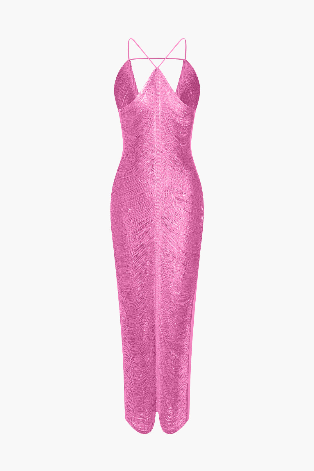 Classic Fringe Cut Out Slit Midi Dress