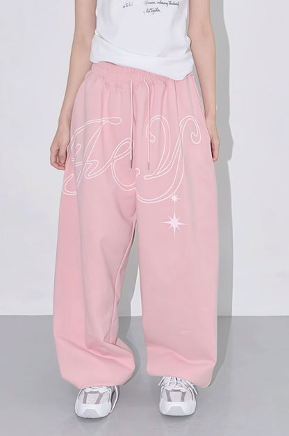 Hip Hop Graphic Baggy Straight Pants