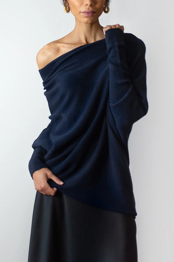 Color Round Neck Long Sleeve Loose Knitted Sweater