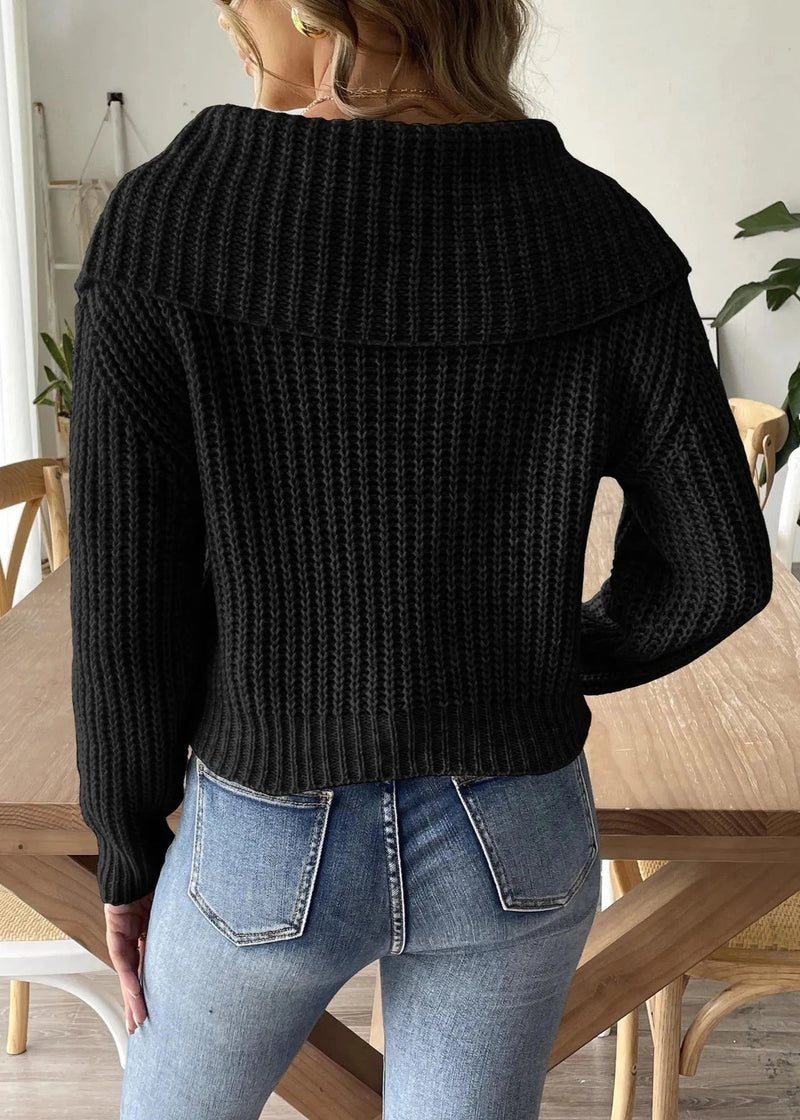 Short Beaded Lapel Sweater - & Stylish