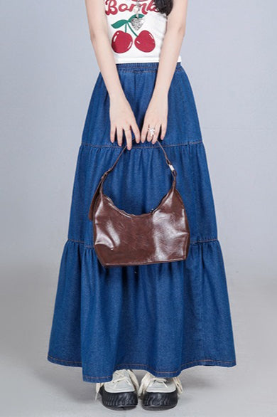 Elastic Waist Flowy Tiered Skirt
