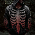 Men's Bloody Skeleton Gradient Celtic Cozy Knit Hooded Sweater artswardrobe