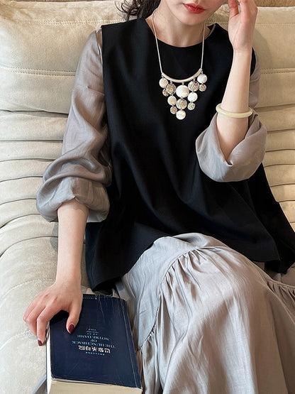 High Waisted Long Sleeves Elasticity Pleated Color Split-joint Zipper V-neck Midi Dresses