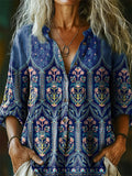 Women's Vintage Ethnic Floral Tattoo Pattern Art Print Linen Cotton Ca