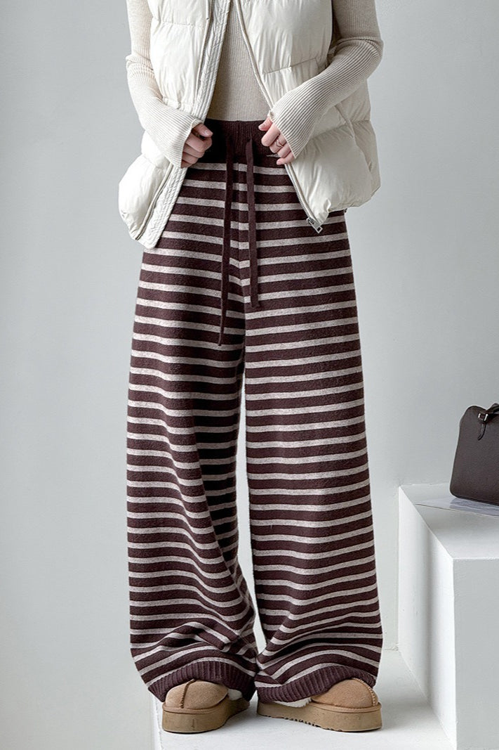 Striped Knit Thickened Pants