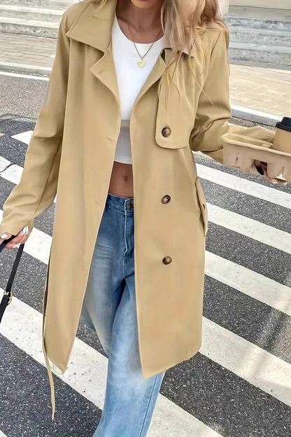 Waist Tie Single Breasted Overcoat