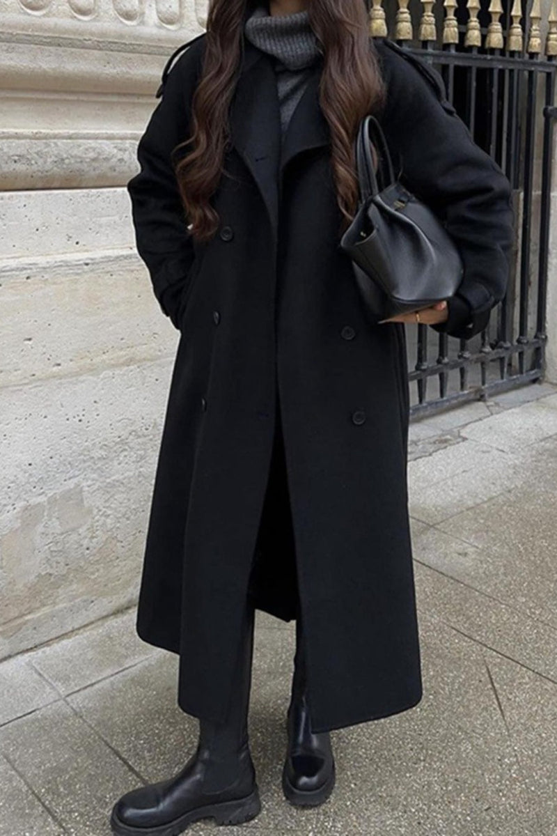 Color Long Sleeve Trench Overcoat