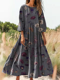 Women's Art Painting Hippie Print Long Sleeve Dress