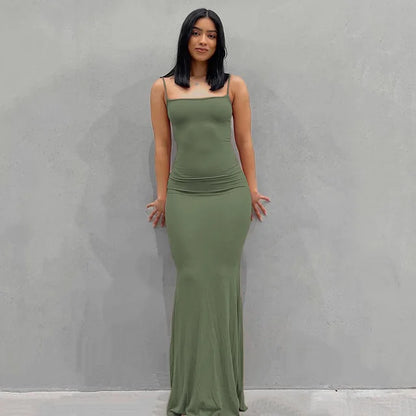 Dresses for Spaghetti Strap Black Long Dress Evening Y2k Sleeveless Skinny Bodycon Maxi Vestidos
