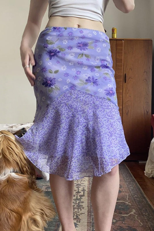 Purple High-waist Asymmetrical Skirt