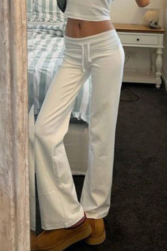 Roll Waist Color Low Rise Knit Pants