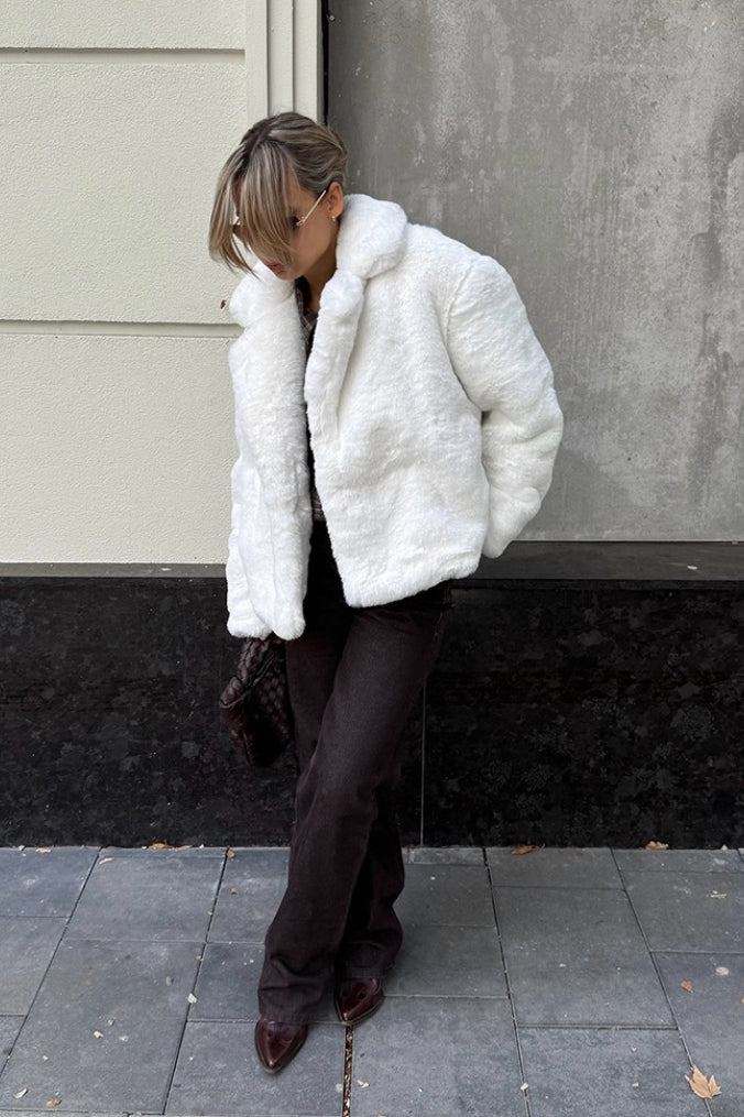 Color Minimalist Fleece Loose Coat