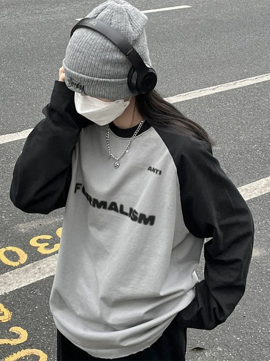 Spliced Street Loose Sweatshirts