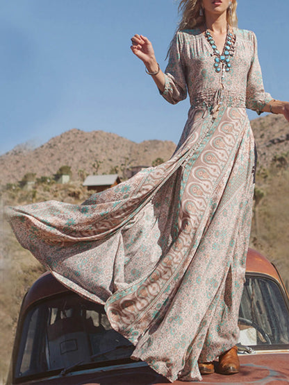 V-neck Chiffon Maxi Dress