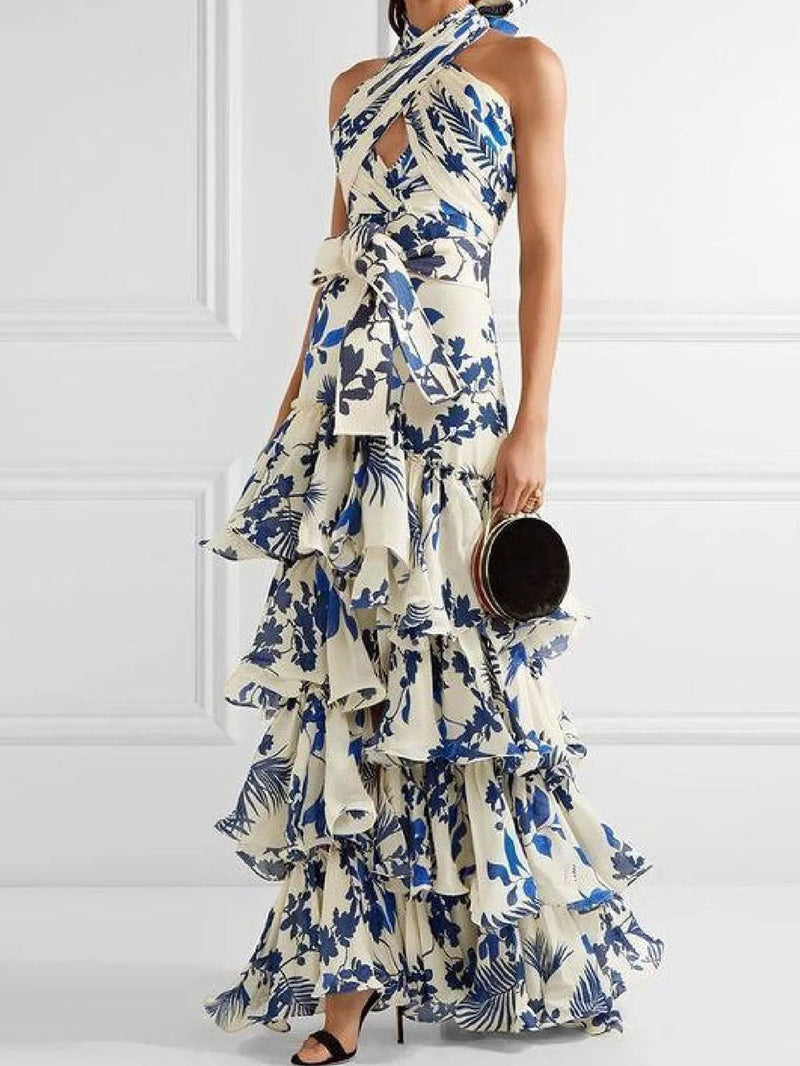 Lace-up Lolita Swing Skirt Maxi Dress