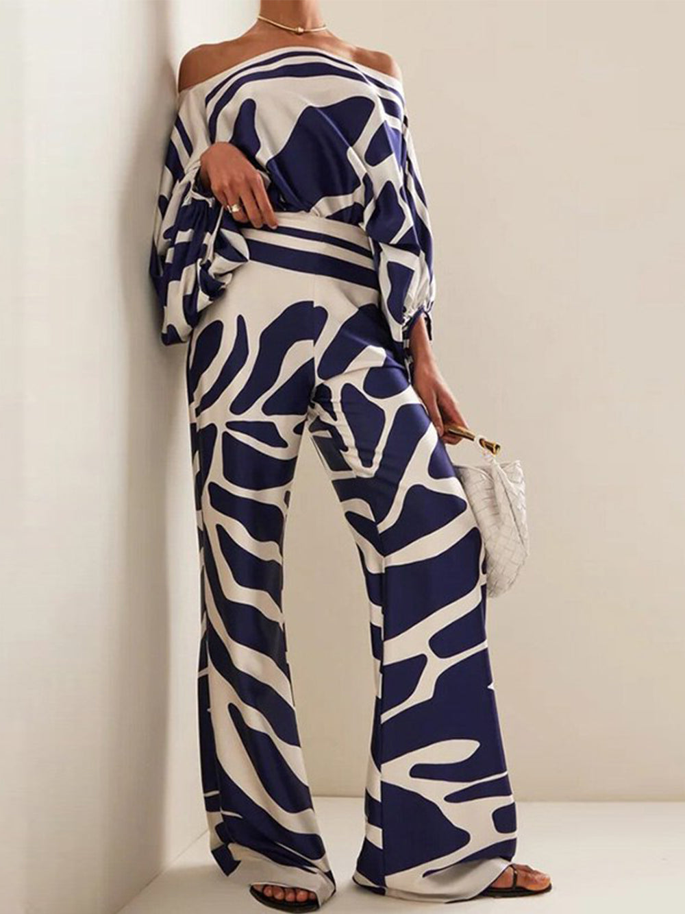 Satin Hot Off-shoulder Top Pants Set