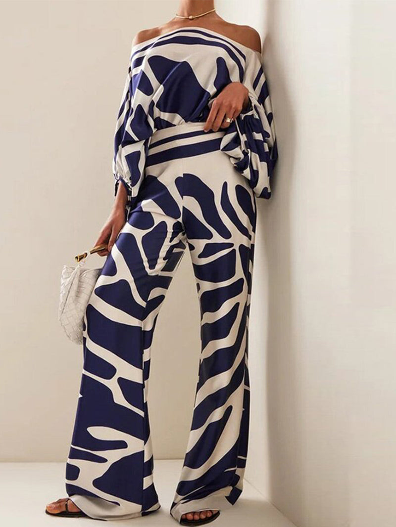 Satin Hot Off-shoulder Top Pants Set