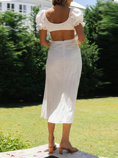 Color Princess Sleeve Midi Dress