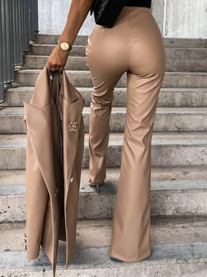 Slit Pu Leather Pants