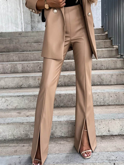 Slit Pu Leather Pants