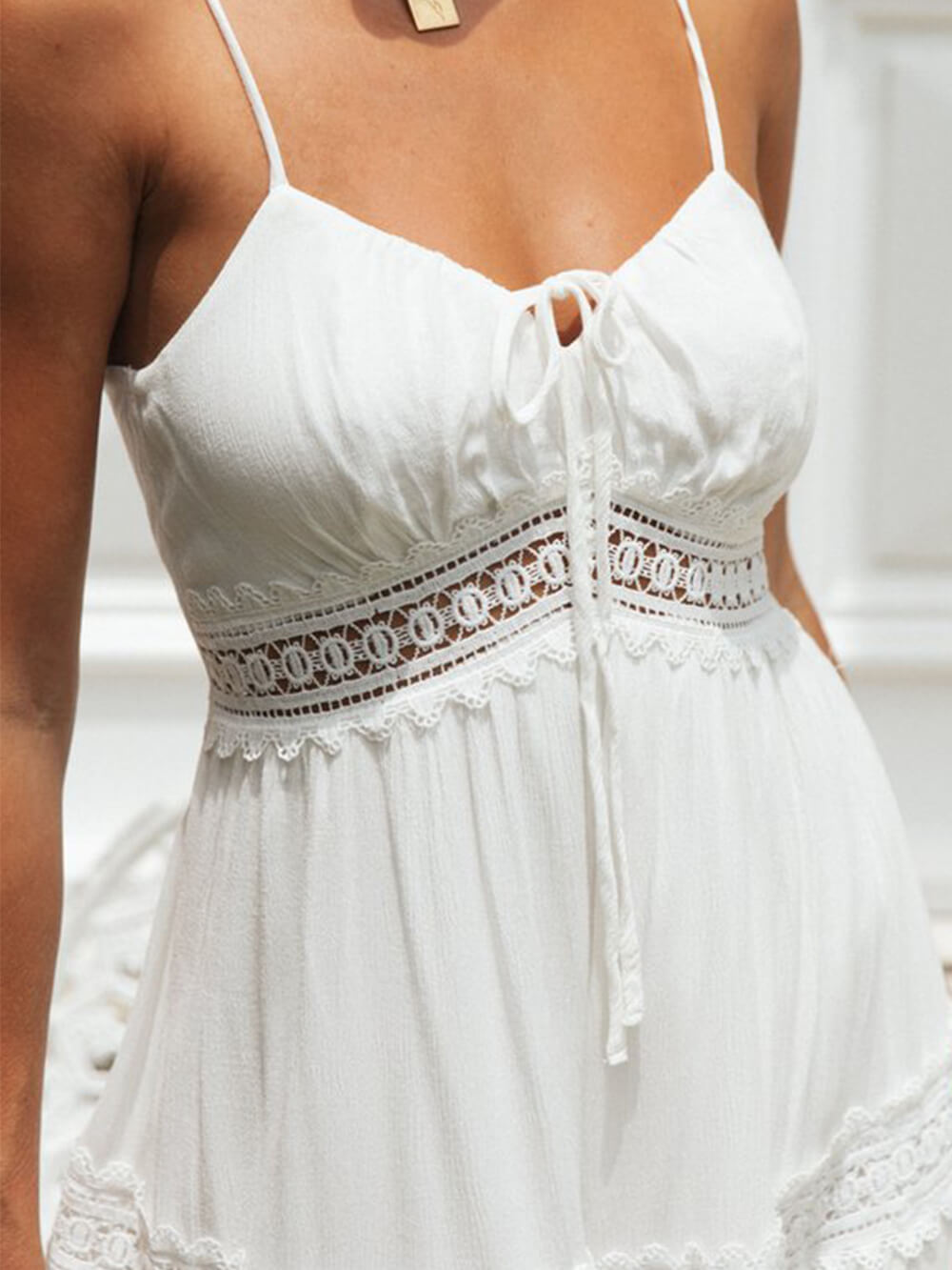 Serenity-lace White Midi Dress