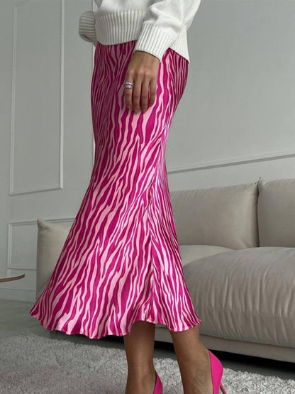 French Print Fashionable Fishtail Skirt