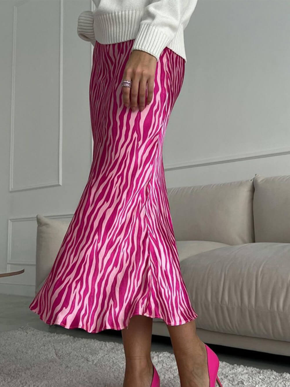 French Print Fashionable Fishtail Skirt
