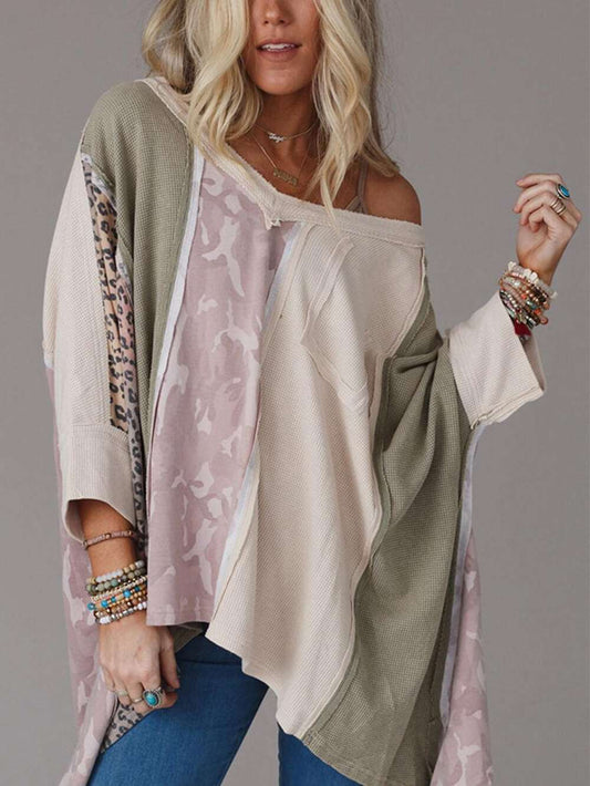 Leopard Print Patchwork Sweatshirt