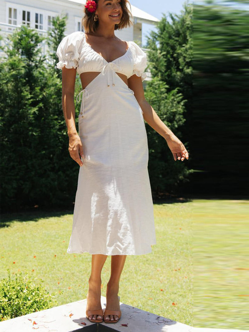 Color Princess Sleeve Midi Dress